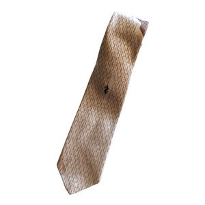 Vintage 70's Silk Skinny Tie by Don Loper California, Brown Beige Abstract Print